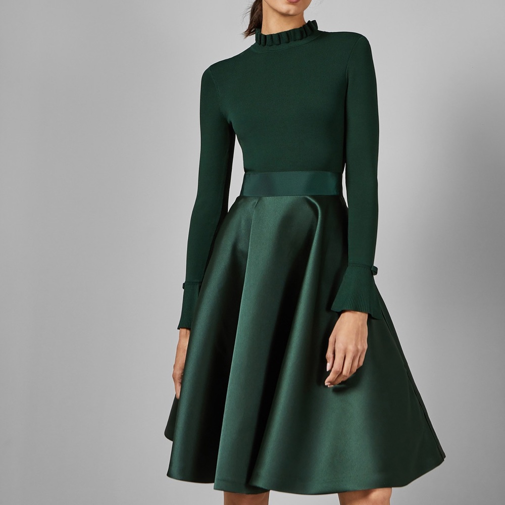 Ted baker Knitted frill full skirt dress